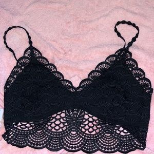 Free People Black crotchet bralette/ crop top